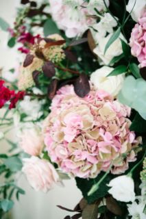 hydrangea and roses gazebo arrangement by Your London Florist