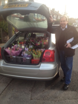 car full with flowers