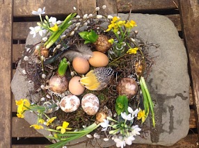 eggs nest easter flowers