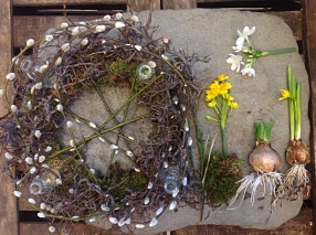 easter wreath table arrangement